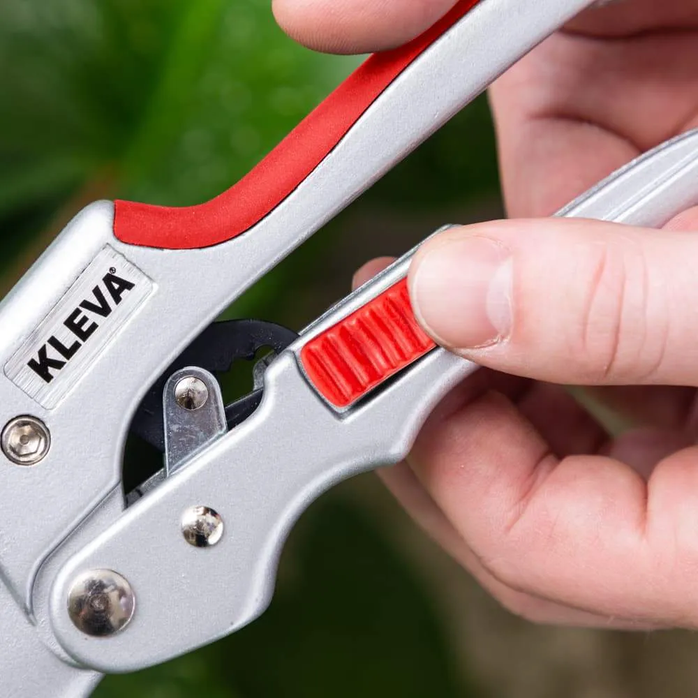 Kleva Quality Ratchet Pruning Shears With Easy Grip Squeeze & Release Handles