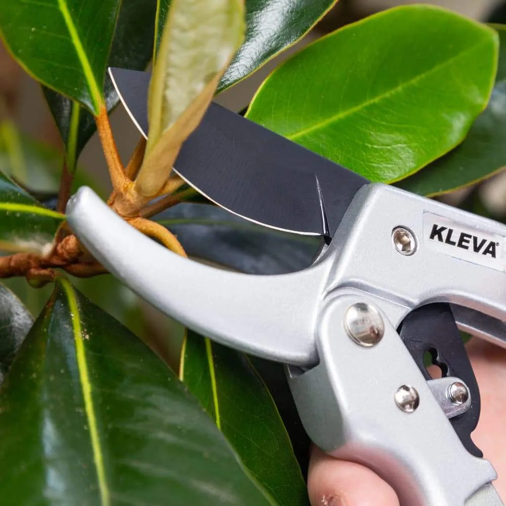 Kleva Quality Ratchet Pruning Shears With Easy Grip Squeeze & Release Handles