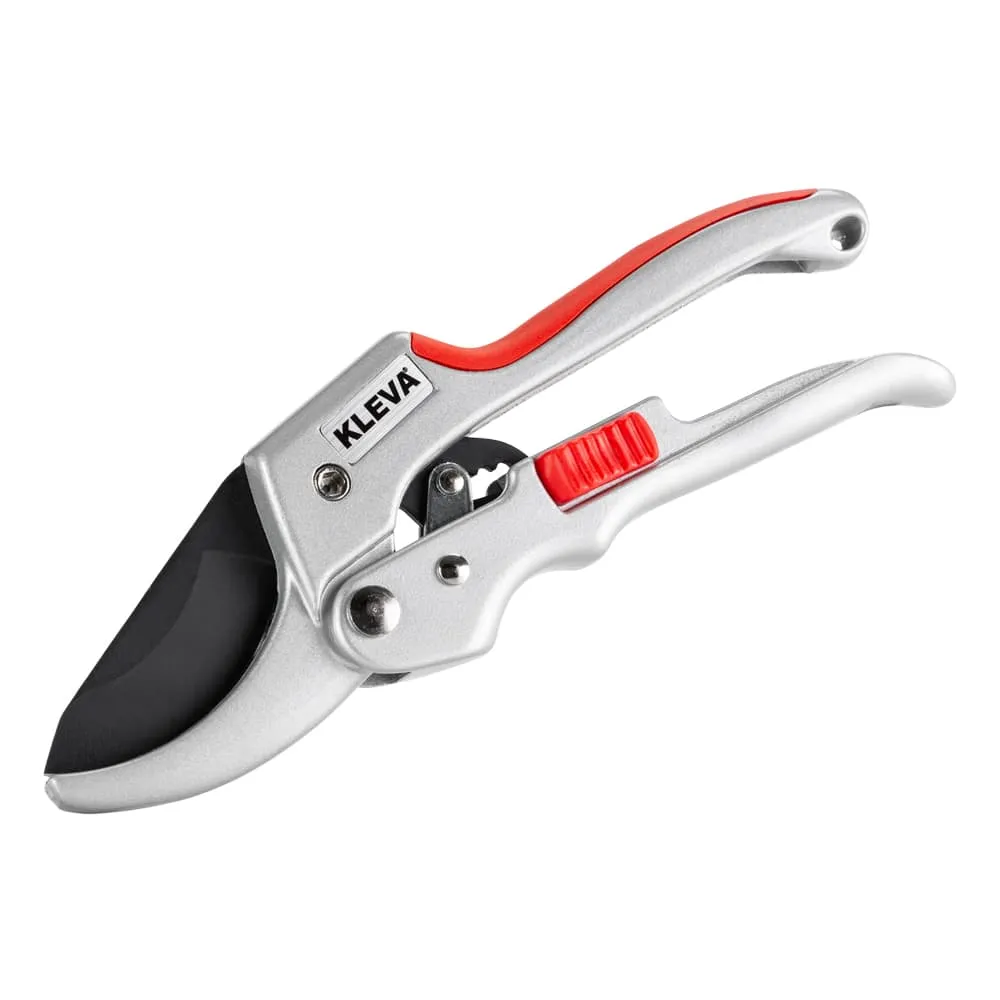 Kleva Quality Ratchet Pruning Shears With Easy Grip Squeeze & Release Handles