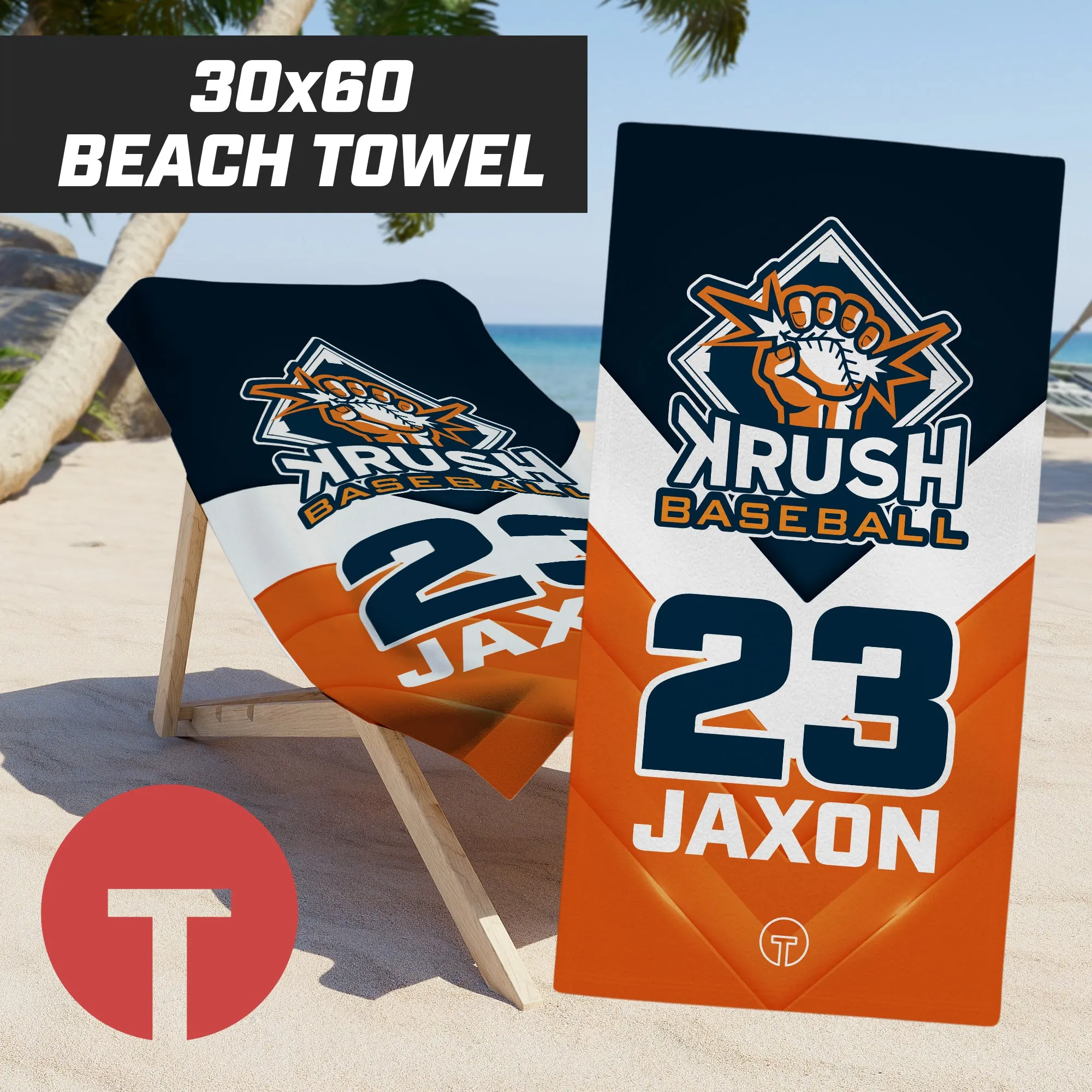 Krush Baseball - 30"x60" Beach Towel