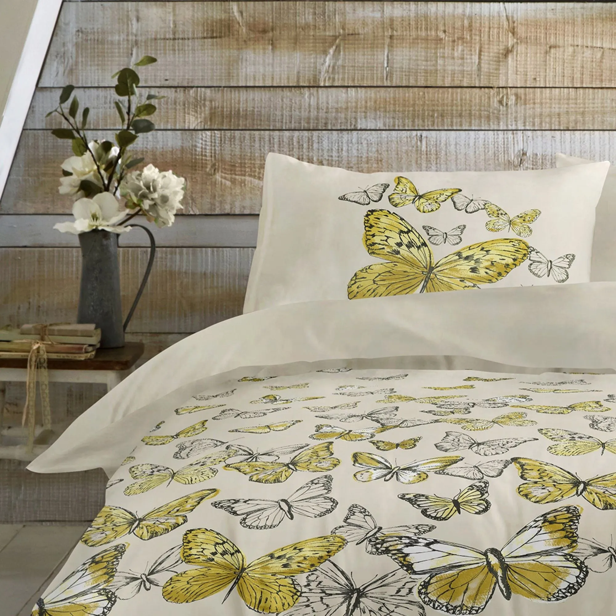 Mariposa Duvet Cover Set by Dreams & Drapes in Ochre