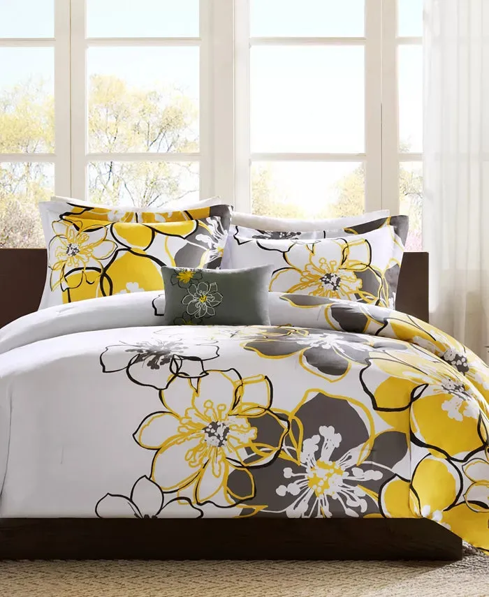 Mi Zone Allison Printed 4-Piece Comforter Set, King/California King - Yellow