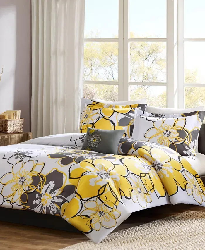 Mi Zone Allison Printed 4-Piece Comforter Set, King/California King - Yellow