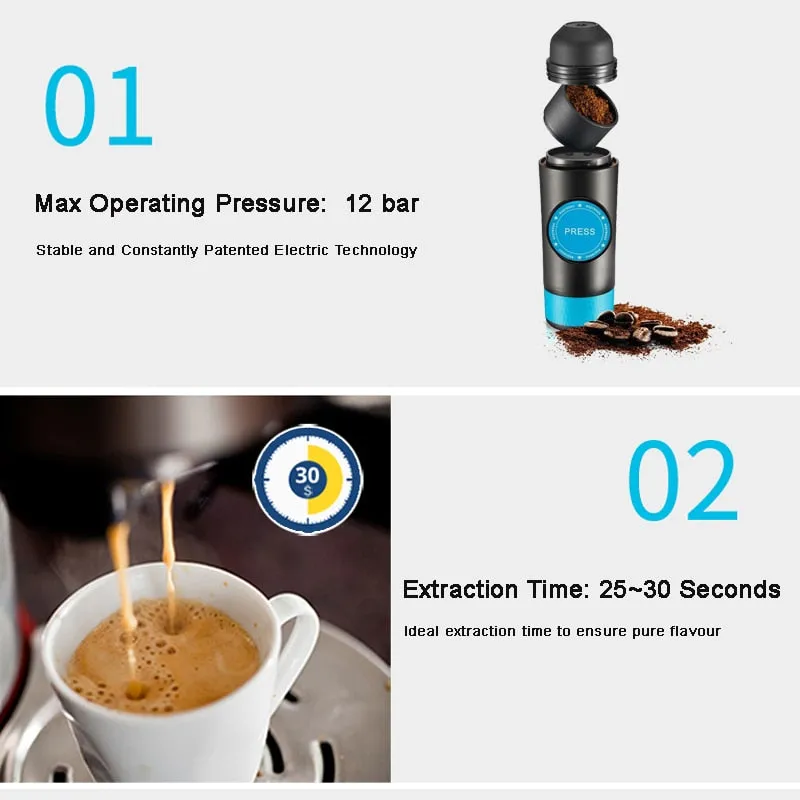 Mini Outdoor Portable Coffee Machine Electric USB Hot and Cold Extraction Coffee Powder Capsule Coffee Machine