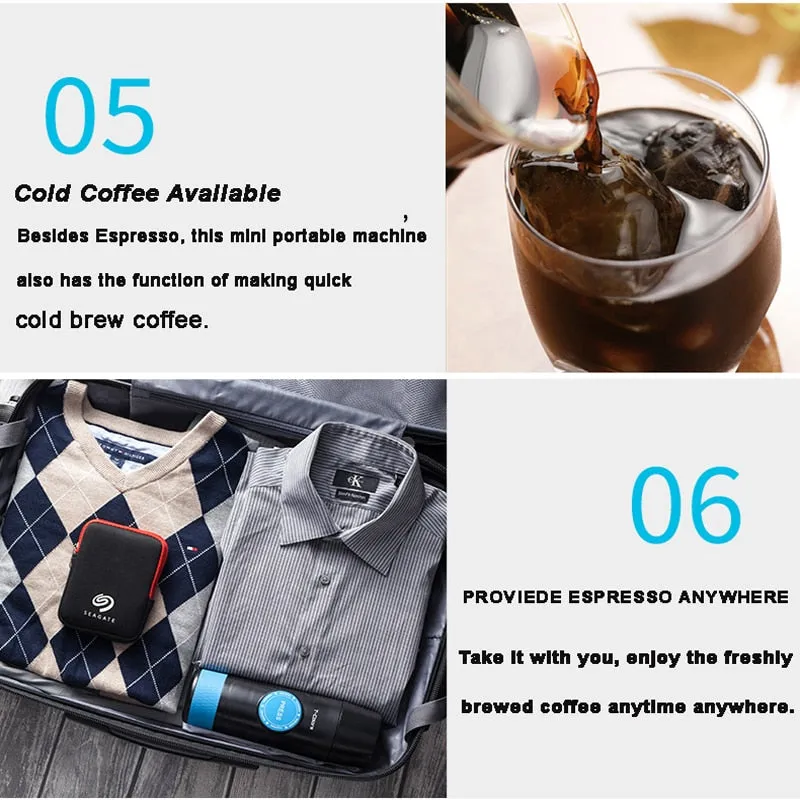 Mini Outdoor Portable Coffee Machine Electric USB Hot and Cold Extraction Coffee Powder Capsule Coffee Machine