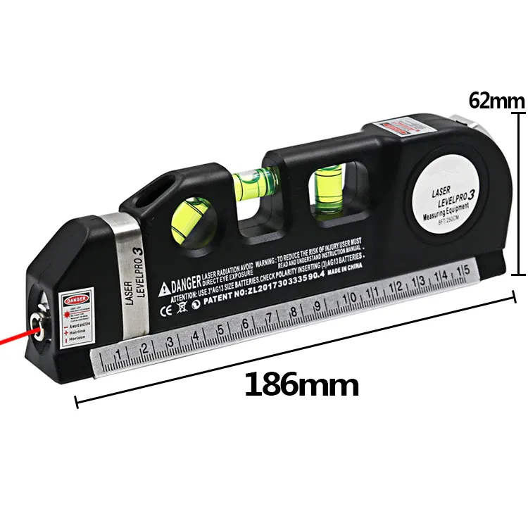 Multipurpose Level Laser Horizon Vertical Measure Tape Aligner Bubbles Ruler