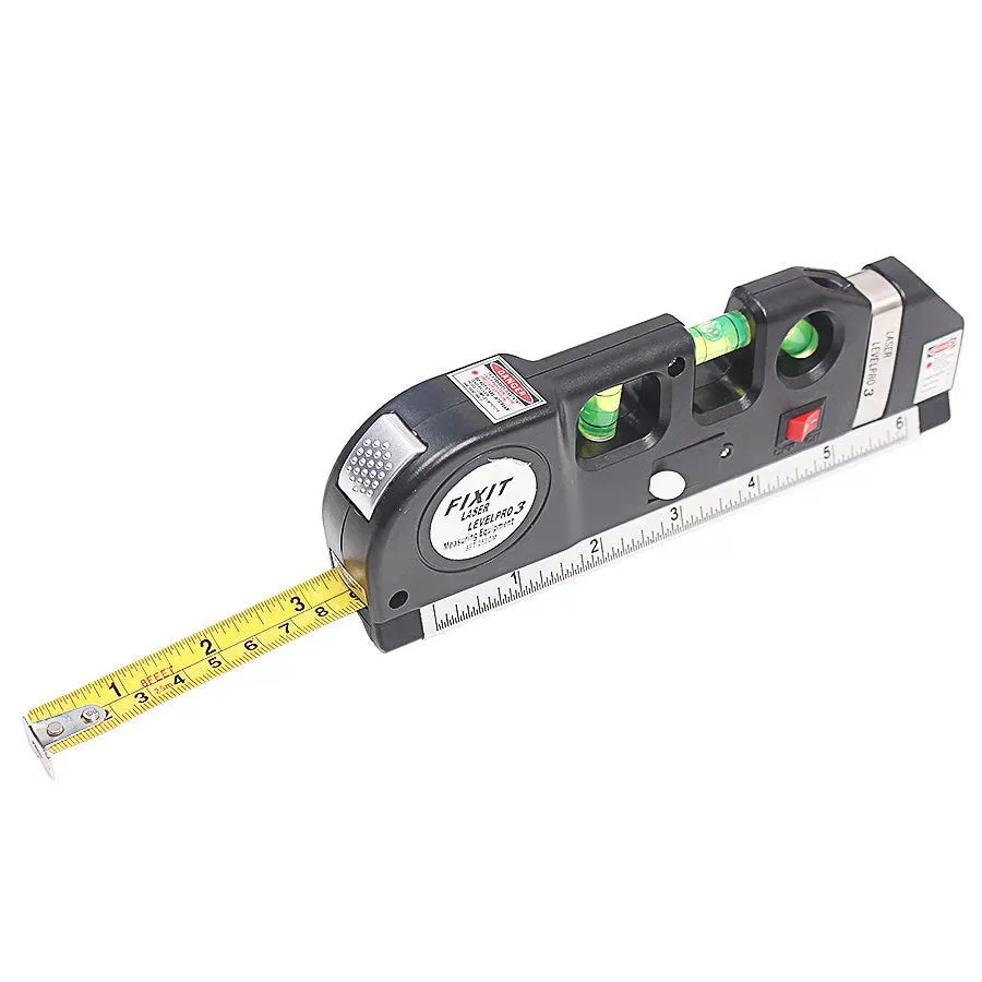 Multipurpose Level Laser Horizon Vertical Measure Tape Aligner Bubbles Ruler