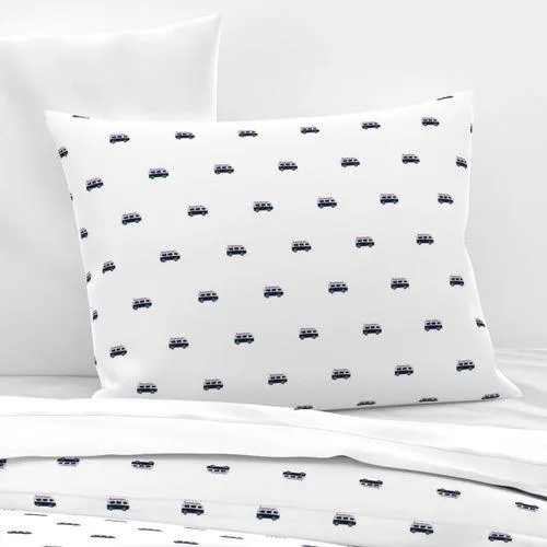 Navy Blue, White and Surfer Girl Hot Pink Classic Surf Bus Sheet Set from Surfer Bedding™️