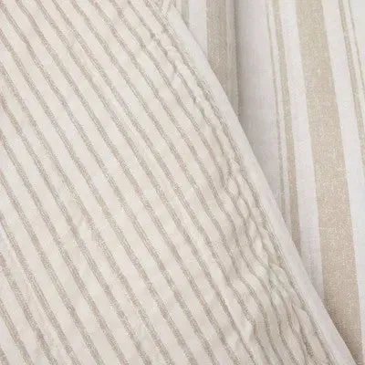 New - 2pc Twin/Twin Extra Long Farmhouse Striped Reversible Quilt Bedding Set Off White/Cream - Lush Décor