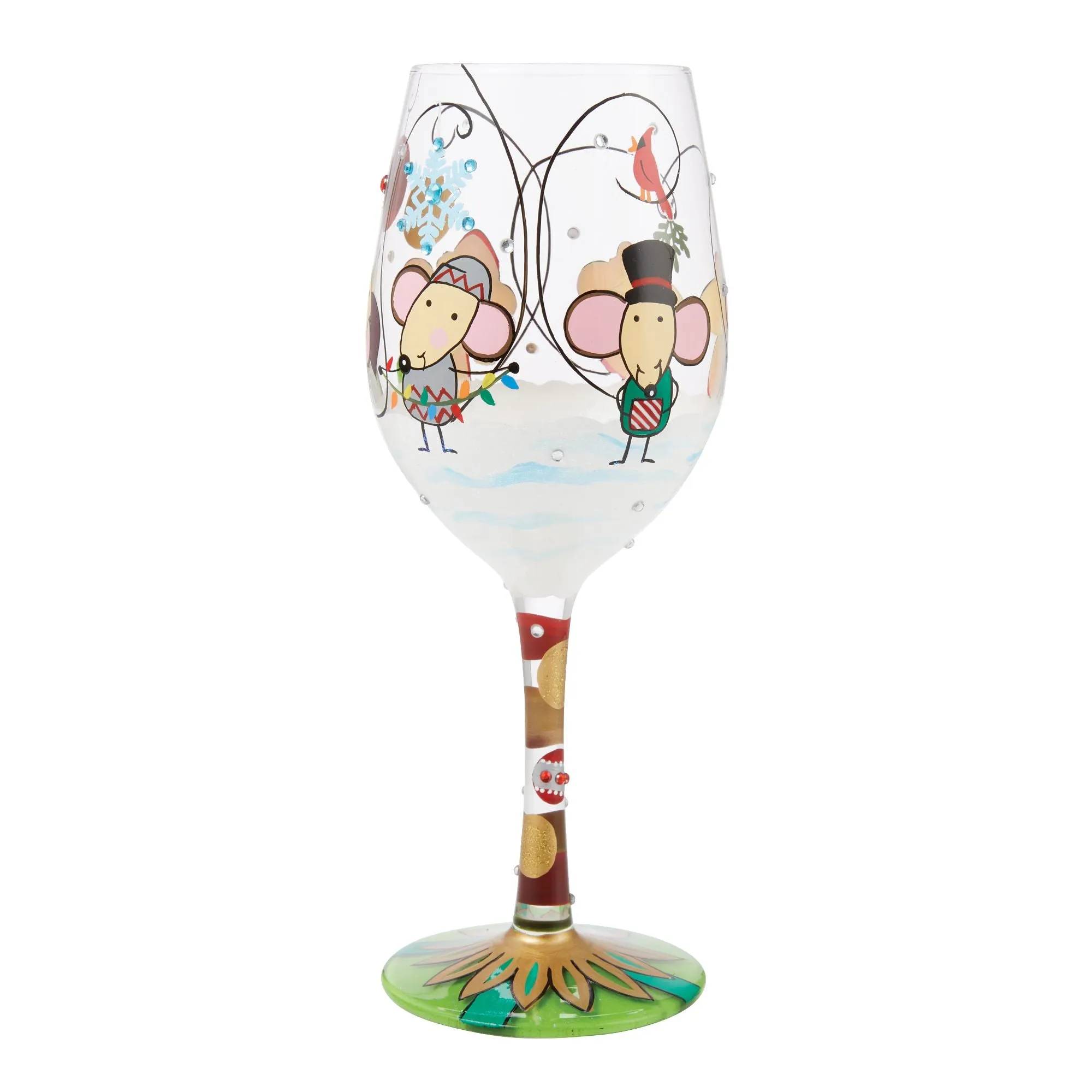 Not Even a Mouse Hand Painted Wine Glass