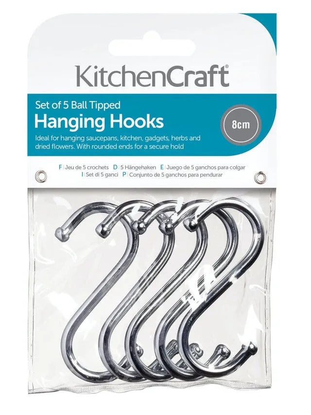 Pack of Five 'S' Hooks- Various Sizes