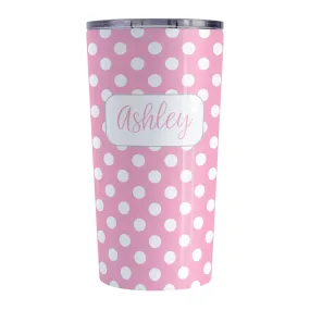 Personalized Pink Polka Dot Tumbler Cup