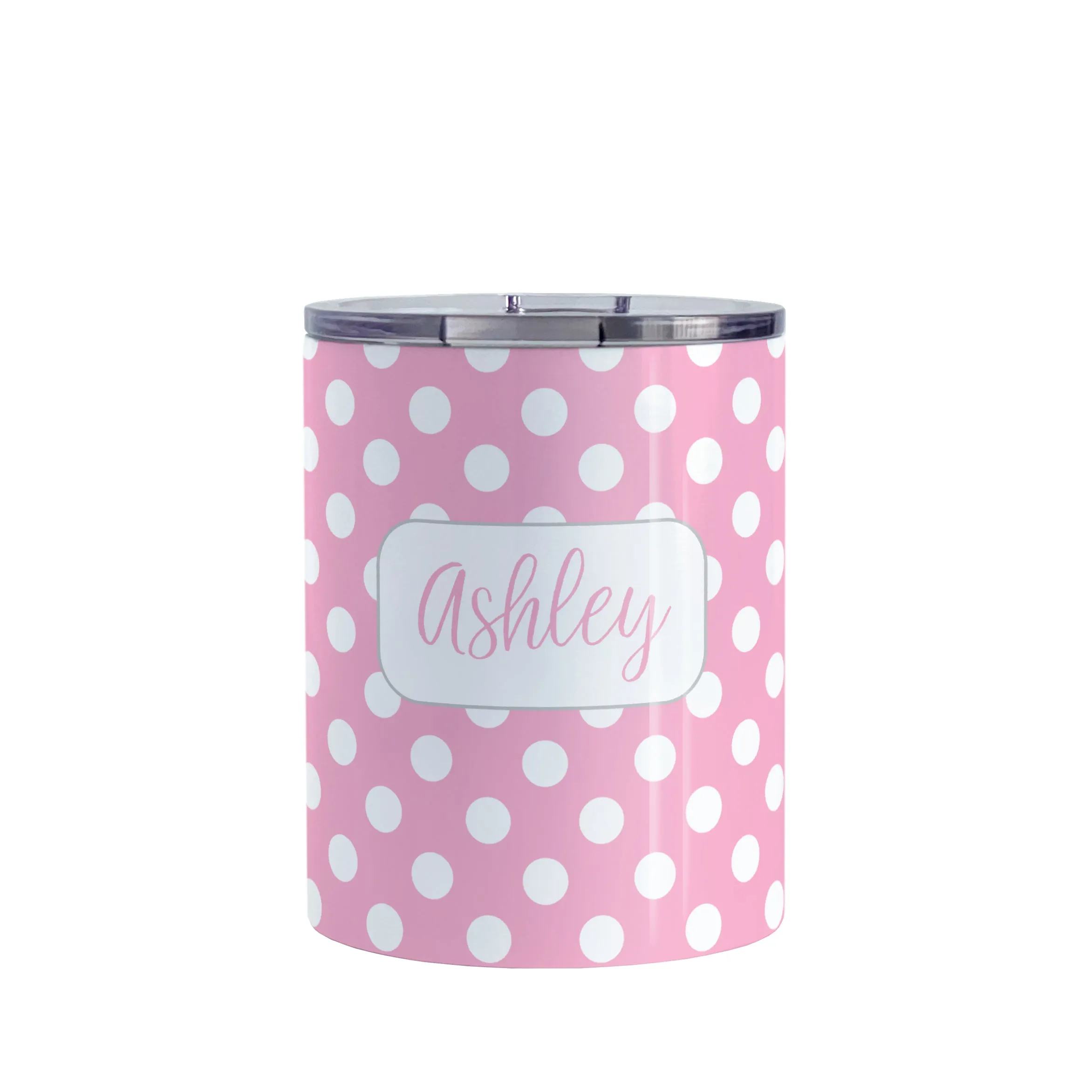 Personalized Pink Polka Dot Tumbler Cup