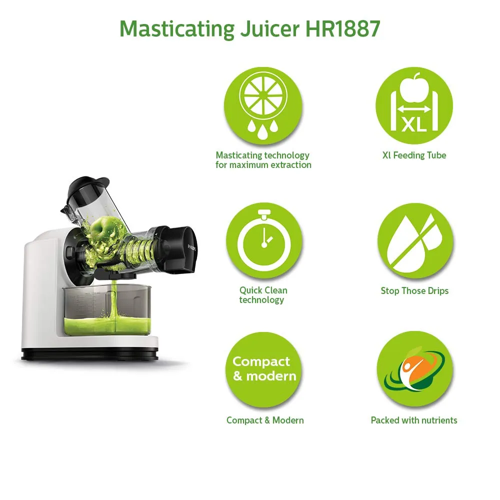 Philips HR1887/81 XL Viva Collection Masticating juicer  Tube, 70 mm