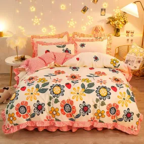 Pink Floral Bedding Set Collection with Bed Sheet