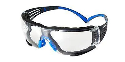 Protective Glasses - 3M SecureFit Protective Eyewear 400 Series, Clear Scotchgard Anti-Fog Lens, Removable Foam Gasket SF401SGAF-BLU-F