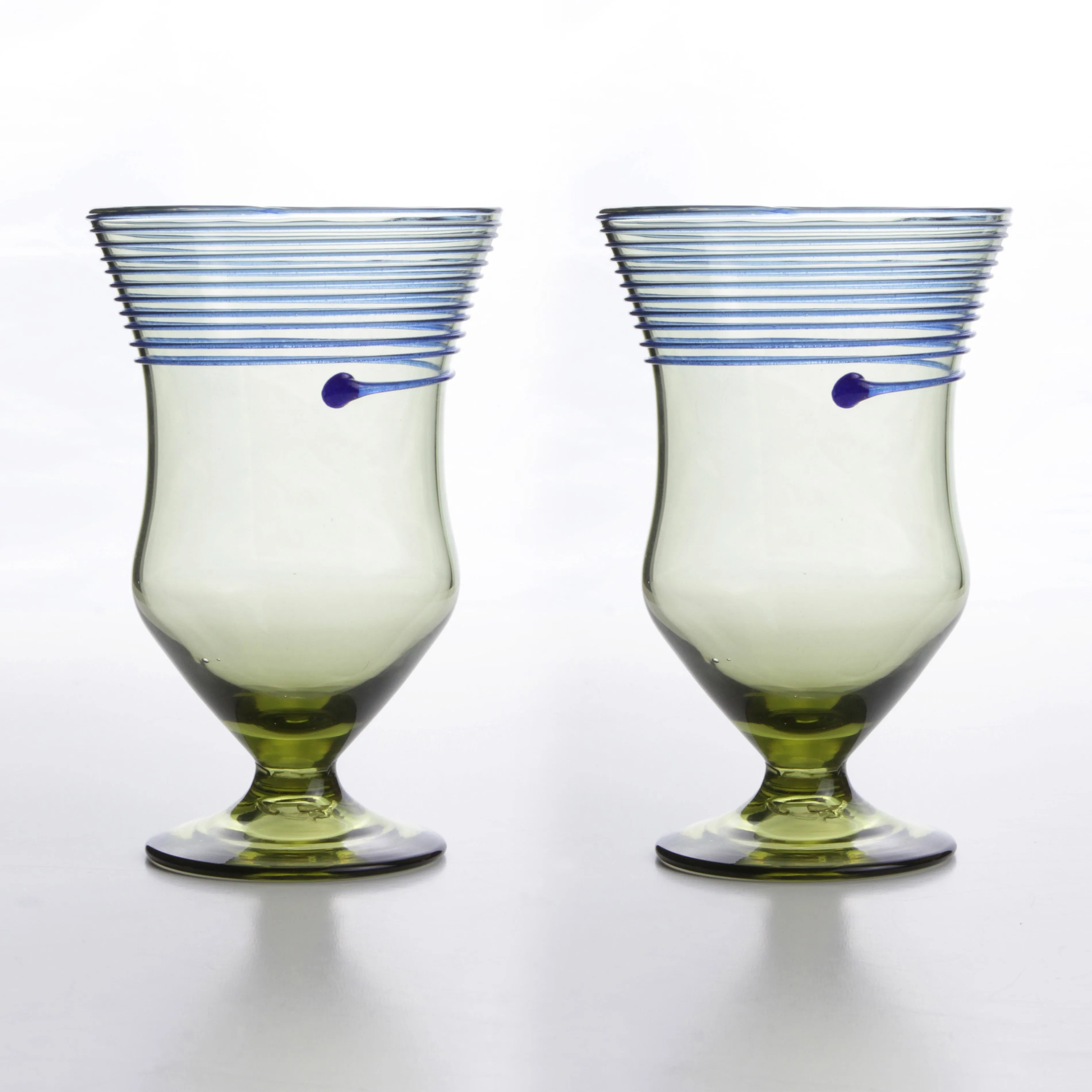 Roman Glass Goblet with Blue Stripes in Pair