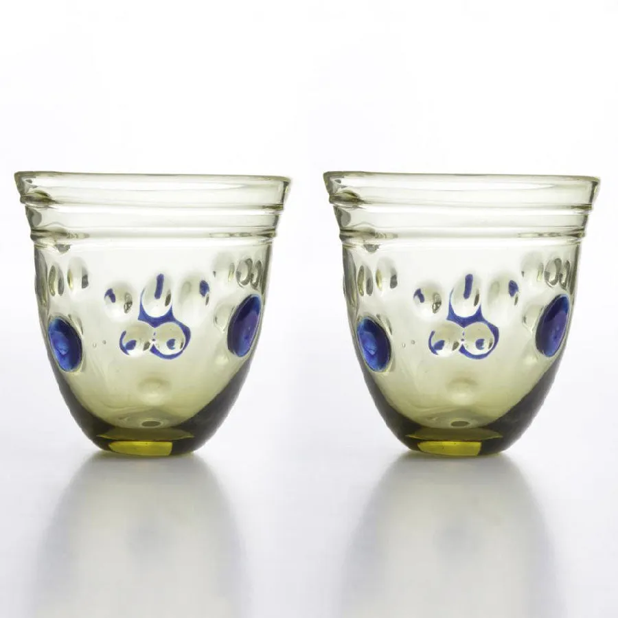 Roman Wine Glass with Grape Reliefs in Pair