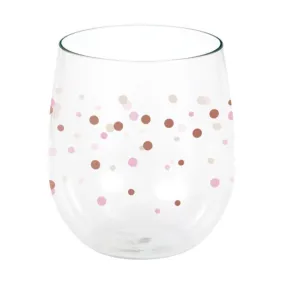 Rose Gold Dots Stemless Plastic Wine Glass