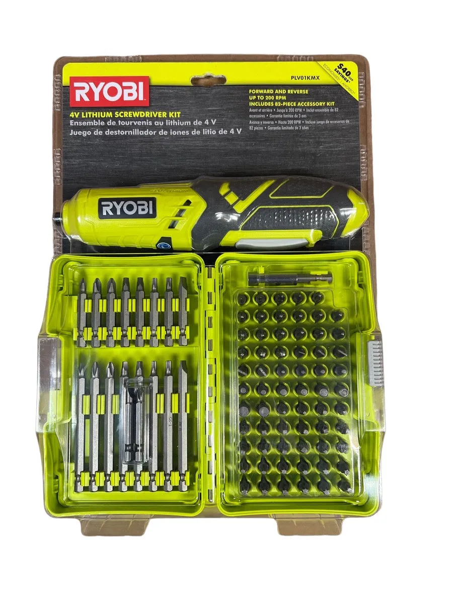 RYOBI 4-Volt Lithium-ion Screwdriver with 82-Piece Accessory Kit