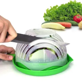 Salad Cutting Bowl, Wash Strain Slice and Serve, 60 Seconds Salad, with Orange Juicer