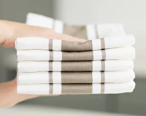 Set of 5 Striped Thick Cotton Drill Tea Towels in Ten Colours