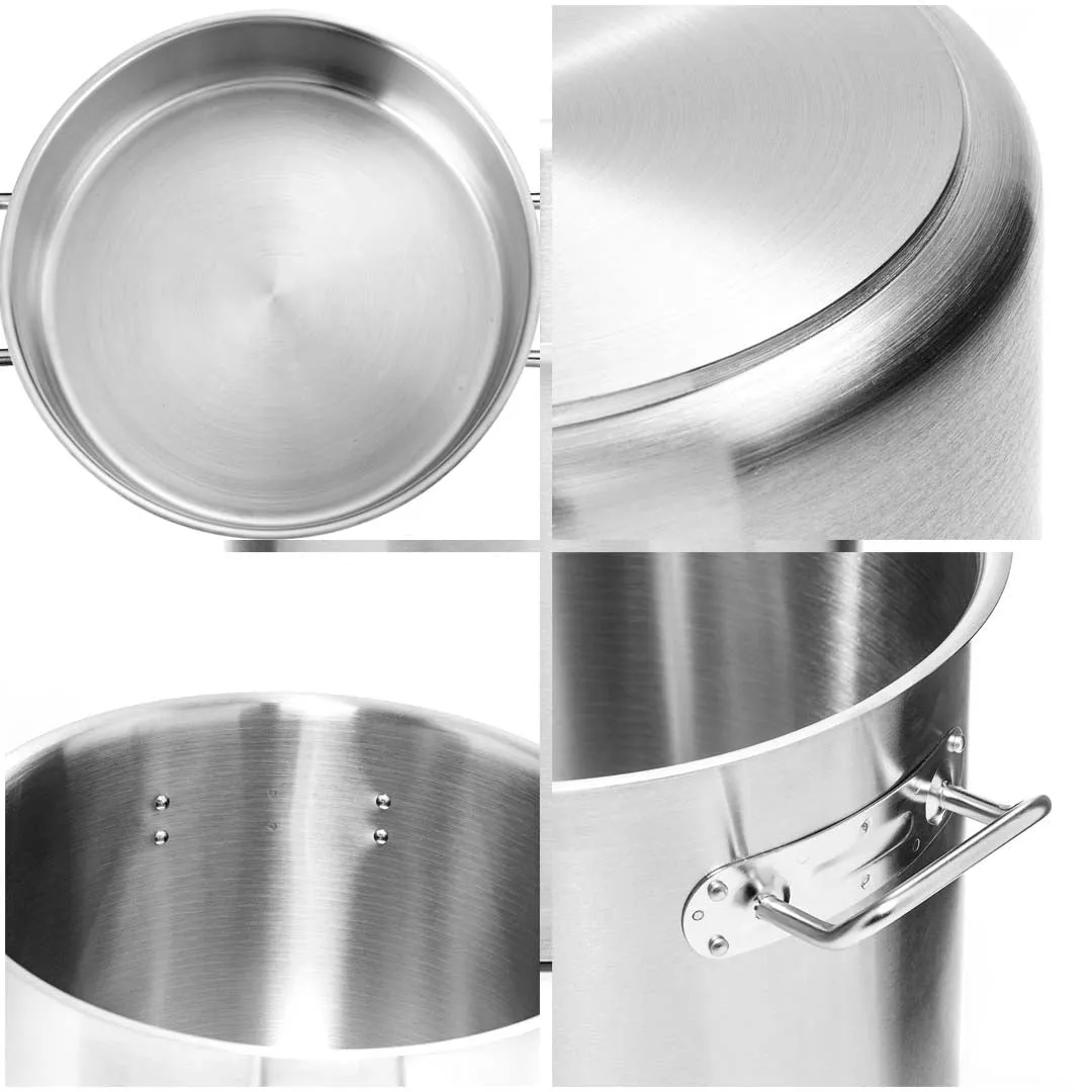 SOGA Stock Pot 198L Top Grade Thick Stainless Steel Stockpot 18/10 Without Lid