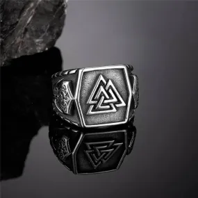 Steel Valknut and Mjölnir Ring