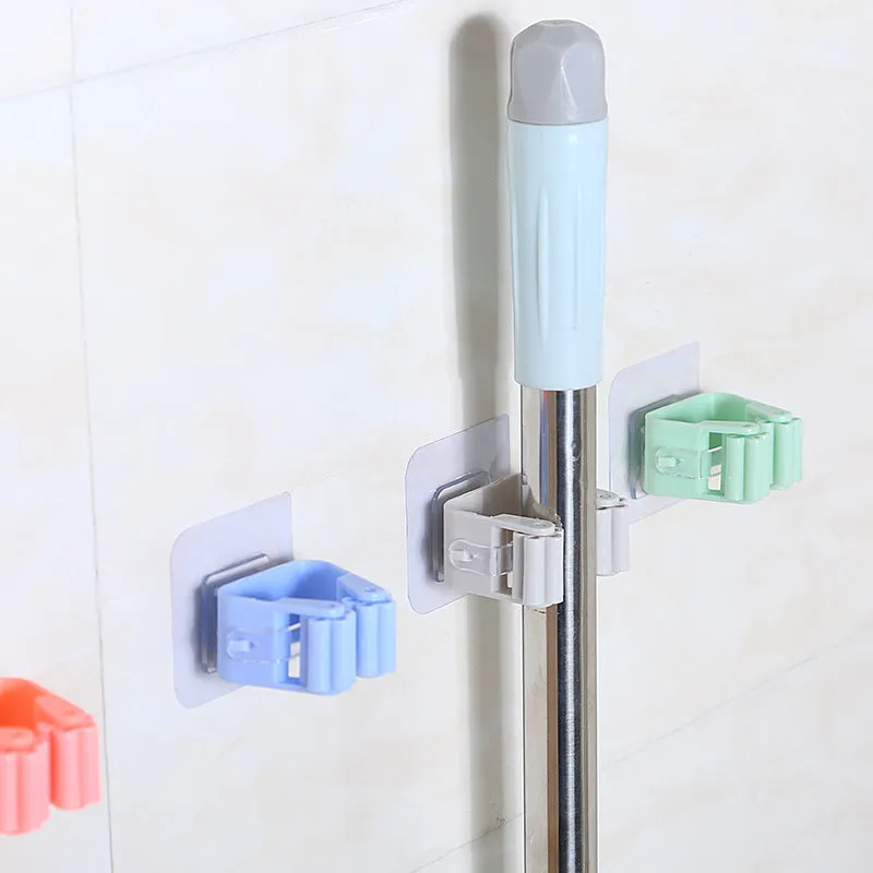 Sticky Wall mounted Mop, Pole, Spatula Holder Clip