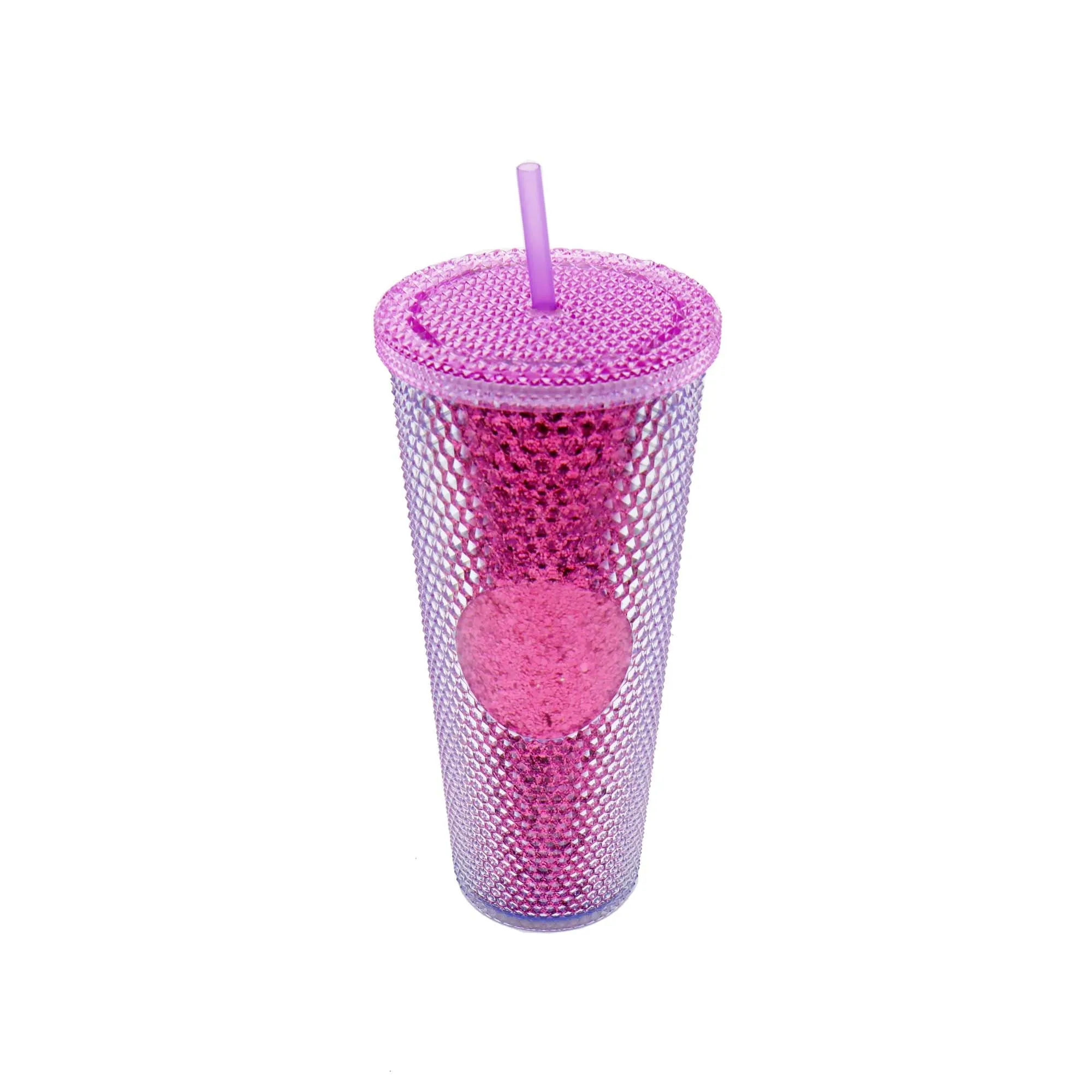 Studded Drinking Tumbler 720ml Smoothie Glitter Cup & Straw