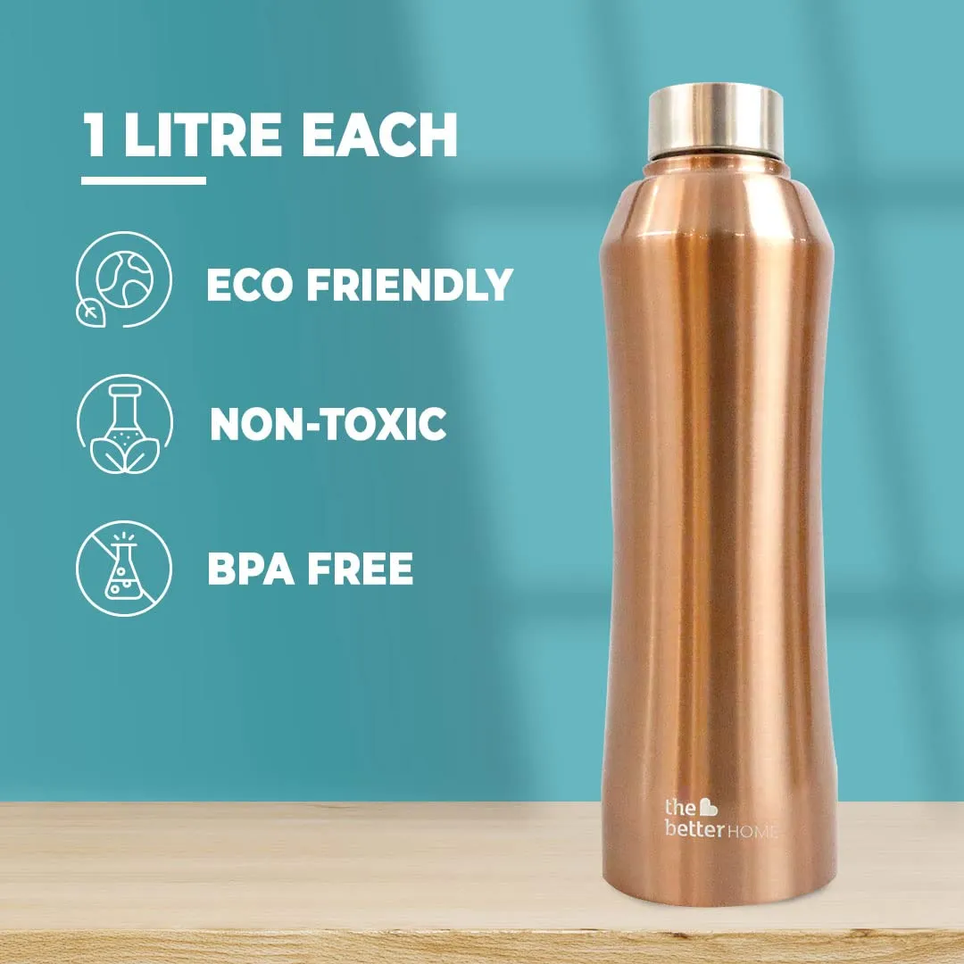 The Better Home Steel Water Bottle (100Pcs-1 Litre) Water Bottle For Kids School | Water Bottle For Home | Leak- Proof BPA Free | Gym Water Bottle | Water Bottle For Office | Aesthetic Water Bottle