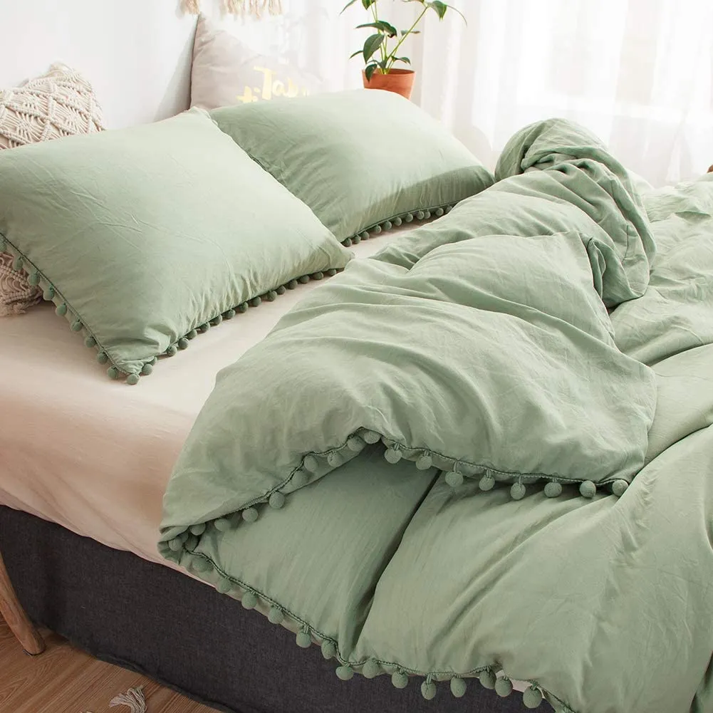 The Softy Pom Pom Green Bed Set