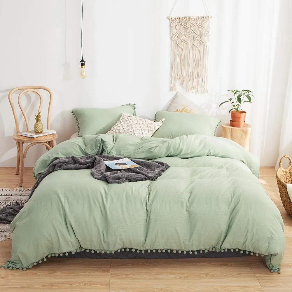 The Softy Pom Pom Green Bed Set