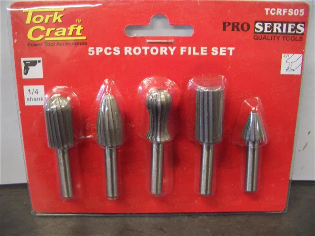 TORK CRAFT ROTARY FILE SET 5 PIECE TCRFS05