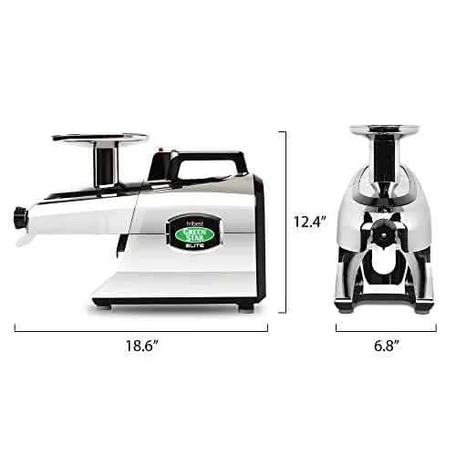 Tribest Greenstar GSE-5050 Elite Slow Masticating Juicer, Twin Gear Cold Press Juicer & Juice Extractor, Chrome