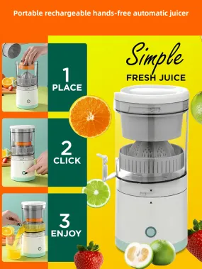 Usb Rechargeable Electric Juicer, Orange/Lemon Presser With High Juice Yield