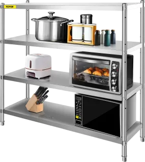 Vevor 4-Tier Storage Shelf 70.9" x 17.7" x 59.1" Stainless Steel 1320 Lbs. Capacity Adjustable Height New