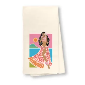 Western Airlines Hula Flour Sack Dish Towel