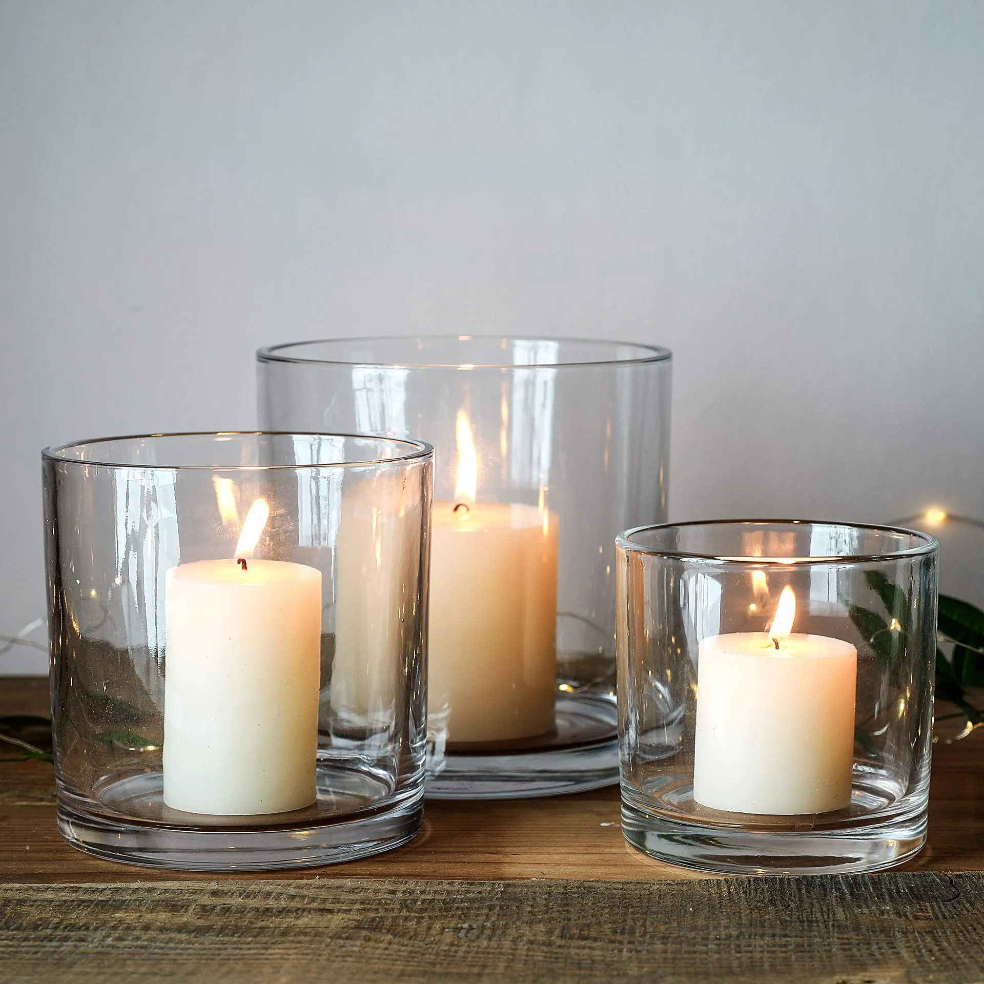 WHOLE HOUSEWARES | 5"X5" Glass Cylinder Vase Set | Candles Holders | Set of 4 | Decorative