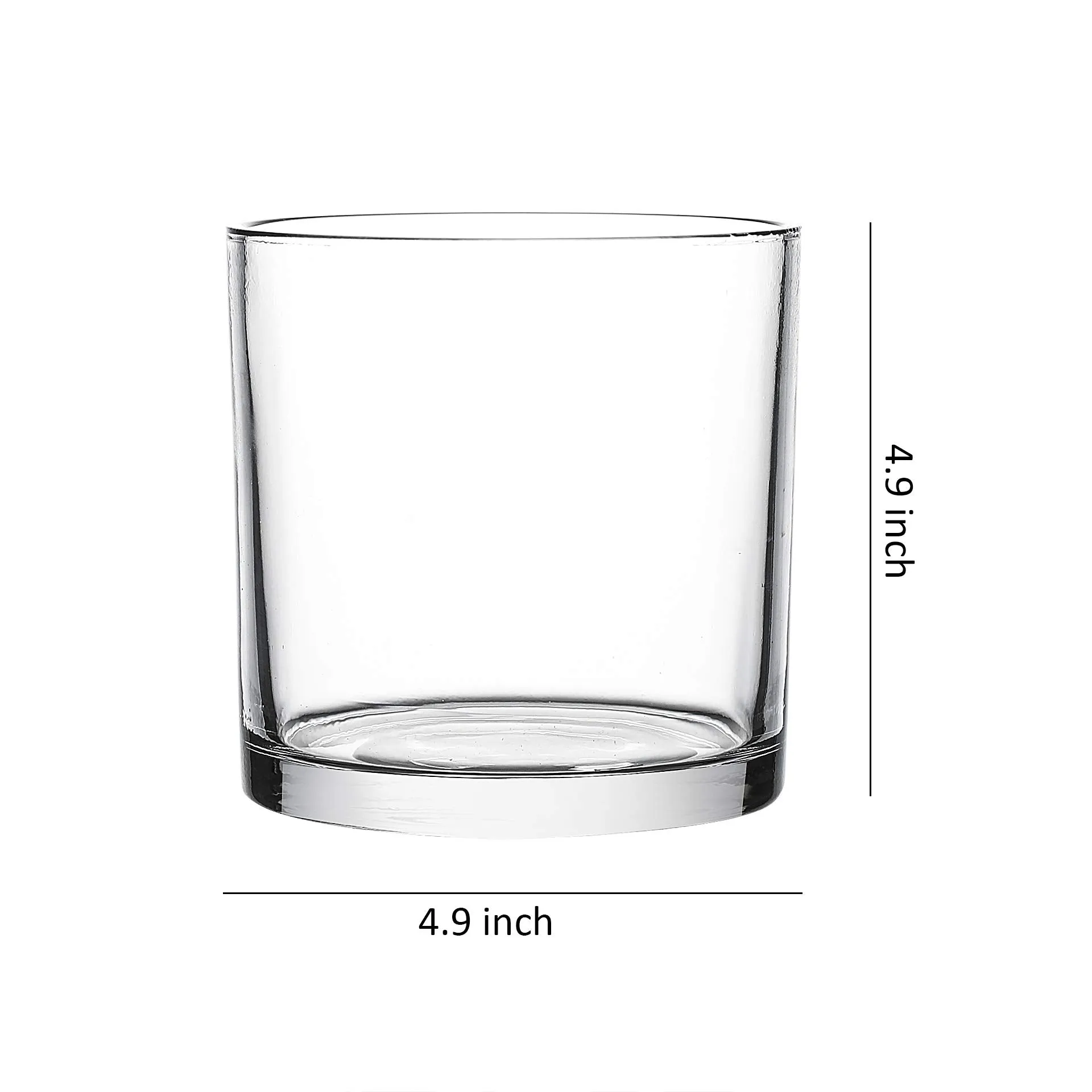 WHOLE HOUSEWARES | 5"X5" Glass Cylinder Vase Set | Candles Holders | Set of 4 | Decorative